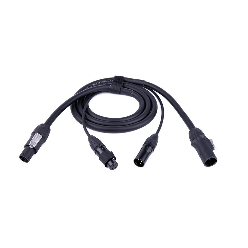BESCOOS كابل طاقة Twist/DMX مقاوم للماء IP65 13AWG موصل طاقة خارجي SAC3FX إلى SAC3MX وموصل إشارة XLR للإضاءة المسرحية هجين مع تكامل إشارة طاقة مكبر الصوت النشط (6 أقدام) - Image 1
